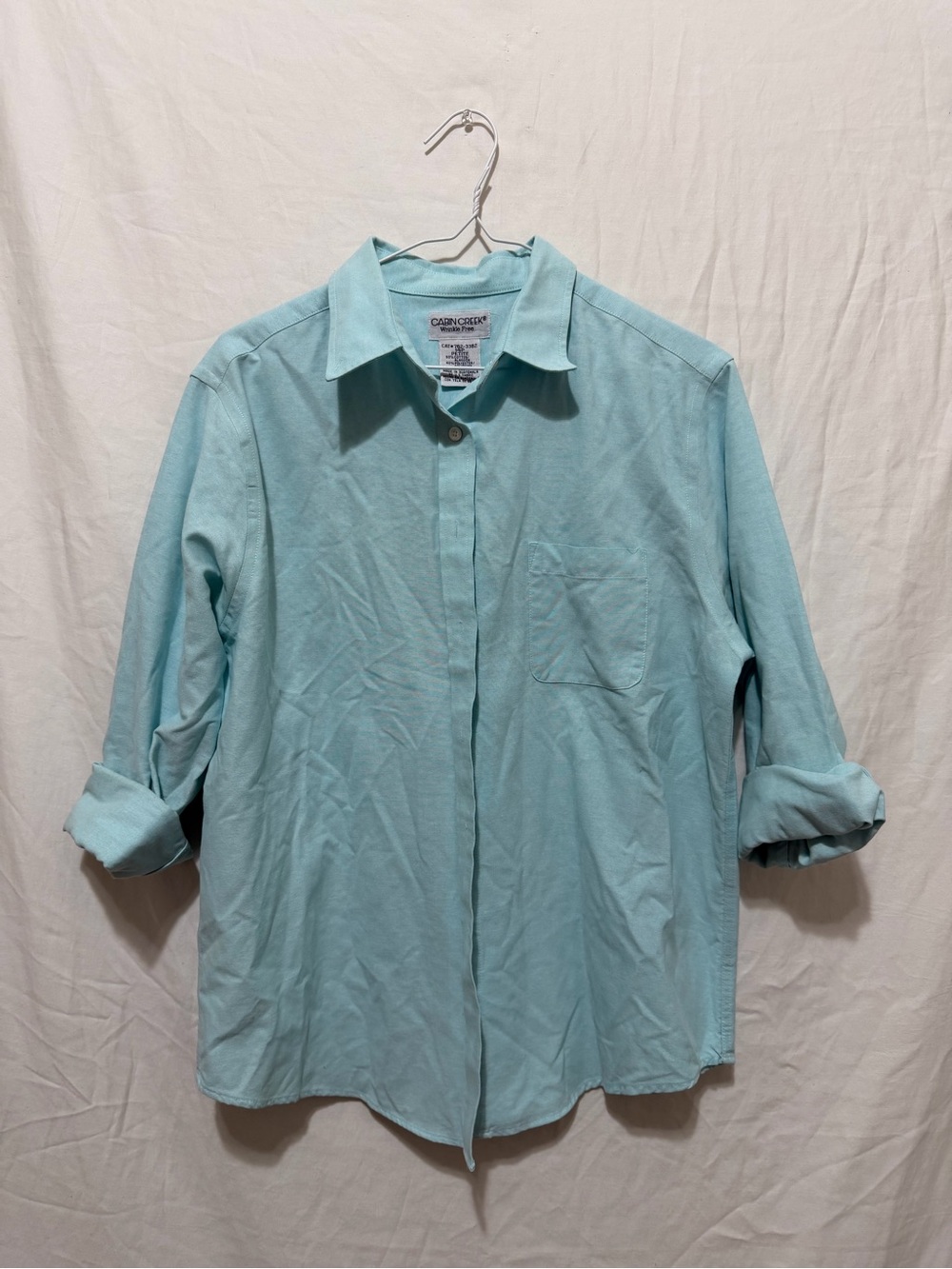 Cabin Creek Wrinkle Resistant Blue Long Sleeve Button-Up Shirt Size XL